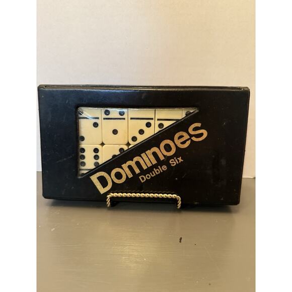 Vintage Dominoes 28 piece Set in Original Black Plastic Case.‎ - Picture 1 of 6